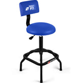 FreekyFit front view blue stool showing sturdy frame and seat comfort