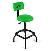 FreekyFit front view of green shop stool showing sturdy frame and seat benefit