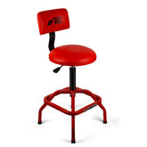 FreekyFit front view of red shop stool showing sturdy frame and seat for reliable support