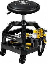 FREEKYROCK front view of rolling stool showing frame and seat, durable support