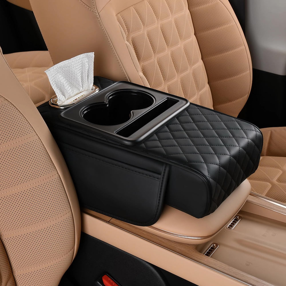 FREESOO front view of center console cover showing overall layout and accessibility benefit