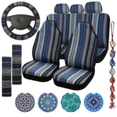 Frienda front seats full view showing retro stripe and cabin upgrade benefit