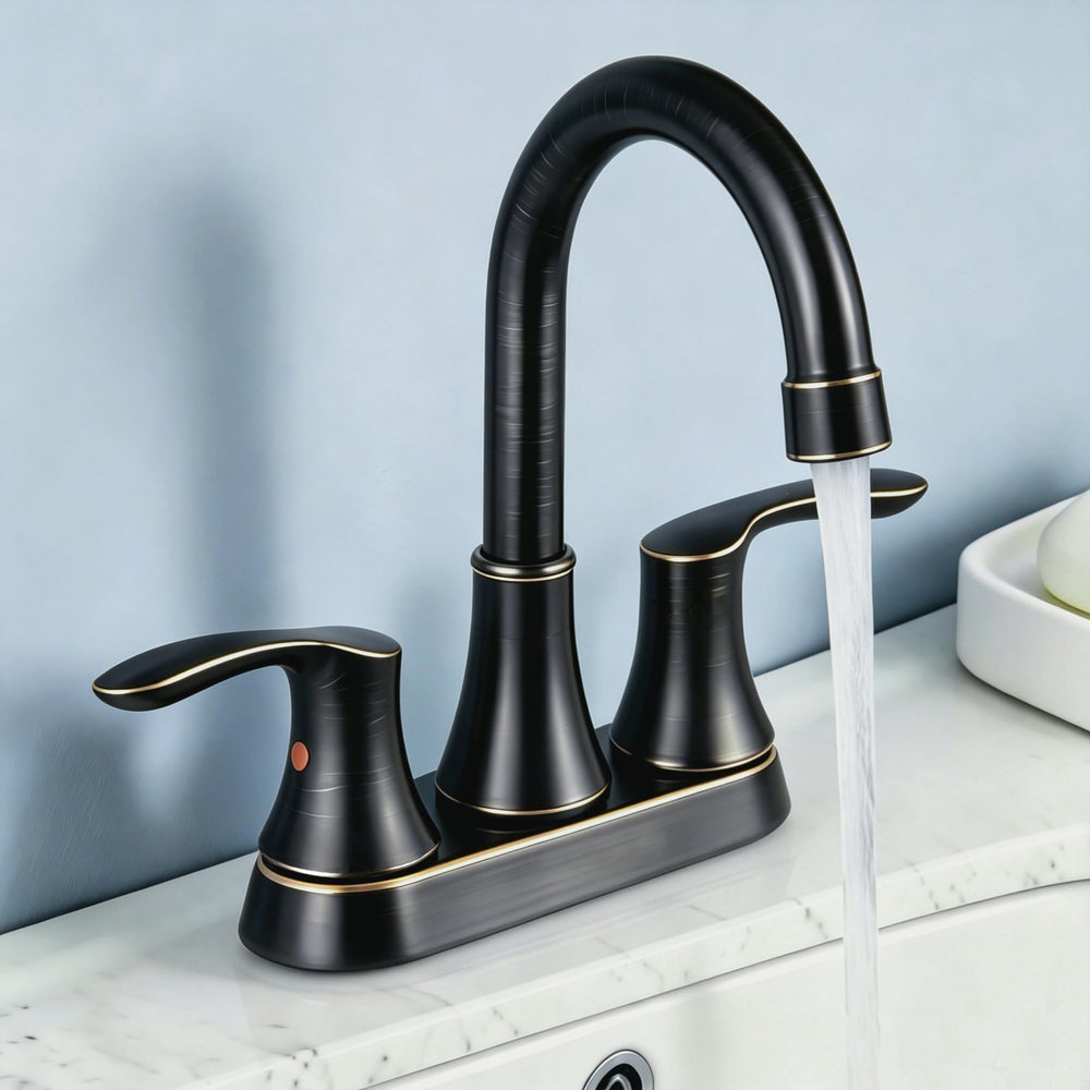 Friho front view of faucet showing compact centerset design and easy installation