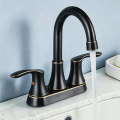 Friho front view of faucet showing compact centerset design and easy installation