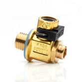 Fumoto F108S front view showing bronze valve and lever for quick oil changes