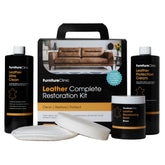 Furniture Clinic kit front packaging showing all five pieces and clear labeling benefit: complete restoration