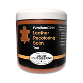 Furniture Clinic tan balm front label showing product and clear benefit