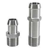 FUSCH front view of both stainless heater hose fittings showing durable finish and fit