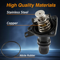 FUSCH side profile of thermostat housing highlighting durable PPS and metal construction