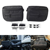 FVMOTO saddlebag front profile showing shape and secure fit benefit