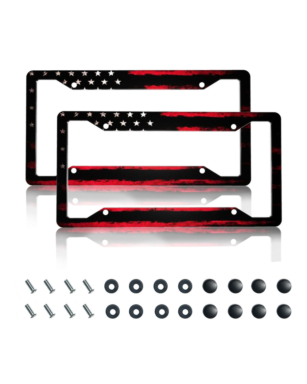 GACCAP front view of black frame showing red flag accent and neat border adds style