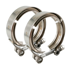 GaeaAuto front view of twin 2.5-inch v-band clamps showing supply value and fit
