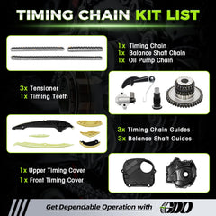 GDO balance shaft chain and guides showing balanced rotation stability