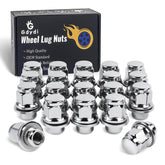 Gdydi front view of 20-piece chrome lug nuts showing complete set and packaging benefits