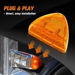 gearpass mounted on peterbilt headlight improves visibility and fit