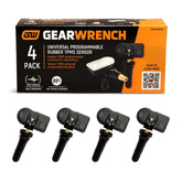 GEARWRENCH front packaging showing four programmable TPMS sensors for quick install benefit