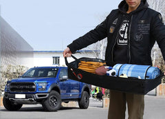 GEEDAR installed under a truck back seat demonstrating hidden space-saving benefit