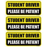 GEEKBEAR front view of student driver magnet showing clear yellow black message and visibility