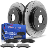 Geekstop front brake kit packaging showing complete rotor and pad set benefits