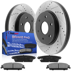 Geekstop front packaging showing rotors and pads with ready-to-install benefit