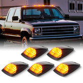 Gempro front view of 5PCS cab marker lights showing smoked lenses and amber glow benefit visibility