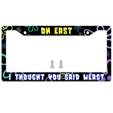 GENANY front view of license plate frame showing full design and protection