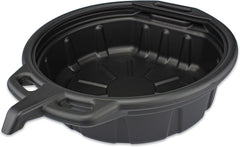 Generic front view of 4.5-gallon drain pan showing capacity and easy handling