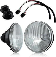 Generic 7-inch front view showing chrome lens and LED assembly, improved styling benefit