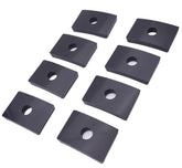 Generic front view of the 8-piece rubber bed mounting kit showing all parts and packaging benefit: complete replacement