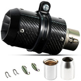 Generic carbon fiber muffler front view showing sleek profile and improved aesthetics