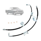 Generic front brake hoses packaging showing both hoses and labels, brand reliability benefit