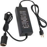 Generic front view adapter showing cigarette-lighter socket and power cord, convenient indoor use