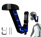 Generic helmet holder front view by Generic showing compact, space-saving storage