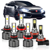 Generic brand front view showing six-bulb kit fitted, improves Civic night visibility
