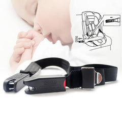 Generic in-use image of Isofix strap pad during car seat installation for quicker fastening