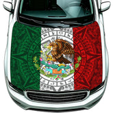 Generic Mexico flag front view on hood showing bold colors and protection