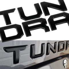Generic brand front view of matte black letters on Tundra showing clean styling benefit