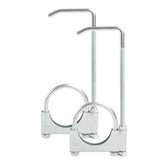 GESEXI front view of two exhaust clamps showing hardware and finish