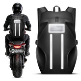 GEVINFA front view showing backpack capacity and secure fit on bike