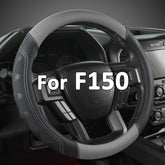 GIANT PANDA front view of steering wheel cover showing black gray design and snug fit benefit