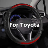 GIANT PANDA front view of red steering wheel cover showing fit and style benefit