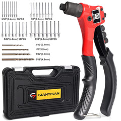 GIANTISAN rivet gun kit front view showing organized components and case benefit