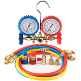 Gickbusus manifold front view showing gauges for quick system checks