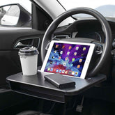 Gihunk steering wheel tray front view showing full surface and cup holder for convenient meals