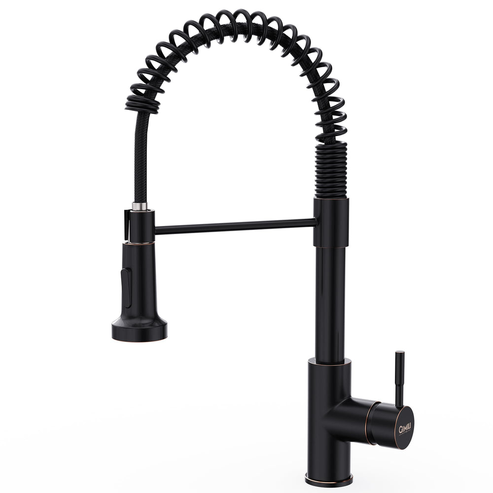 GIMILI front view of oil rubbed bronze faucet showing sleek design and easy reach