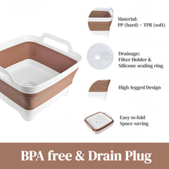 GIMWA basin in kitchen being used to wash dishes, convenient portable sink