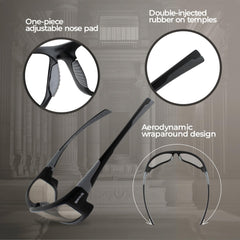 Global Vision Hercules-5 temple grip detail with double-injected rubber for secure anti-slip hold