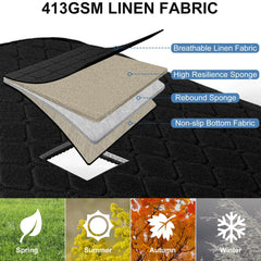 Gloserin seat cover side profile installed, demonstrating snug fit and coverage