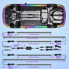 Glowlendra underbody strips mounted under an SUV showing proper scale and fitment