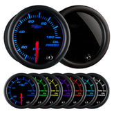 GlowShift front gauge 52mm view showing clear dial and red needle for quick reading